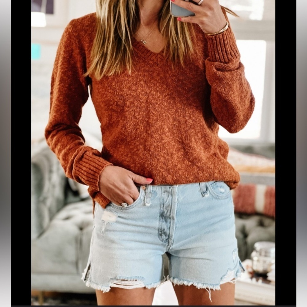 Oversized Tunic Lightweight Sweater Marled Pumpkin Spice Pull Over Casual Chic - Picture 2 of 13